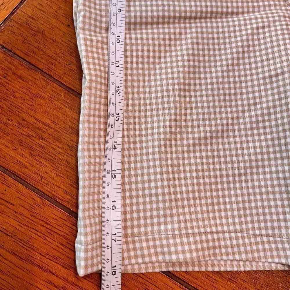 NWOT Tommy Hilfiger Tan & White Checked Stretch Shorts Size 6 #SUM7